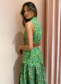 Alemais Phyllis High-Neck Dress Green Size 10  for rent on The Volte - image 2