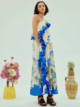 Alemais Nadia One Shoulder Ruffle Midi Dress Multi Size AU 16 for rent on The Volte - image 2