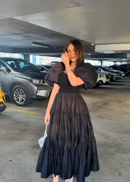 Aje Casa Puff Sleeve Midi Dress Black Size 6 for rent on The Volte - image 4