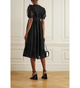 Batsheva May Ruffled Polka-Dot Flocked Tulle Midi Dress Black Size AU 18 for rent on The Volte - image 2