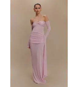 MESHKI Ingrid Metallic Knit Maxi Dress Baby Pink Size M / Size AU 10 for rent on The Volte - image 1