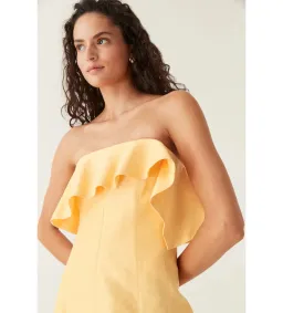 Aje Shallows Strapless Gown Marigold Yellow Size AU 10 for rent on The Volte - image 3