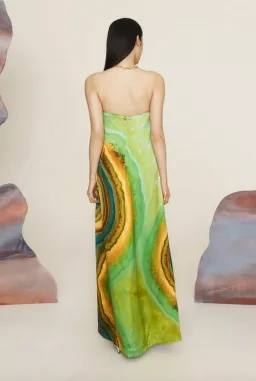 Alémais Iris Maxi Strapless Gown Green Print Size 16 for rent on The Volte - image 3