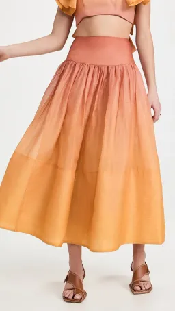 Zimmermann Postcard Ruffle Bodice and Maxi Skirt Set Orange Size AU 12 for rent on The Volte - image 2