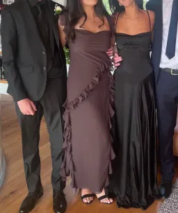 House of CB Ariela Espresso Ruffle Maxi Dress Size L / AU 12 for rent on The Volte - image 3