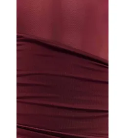 Meshki Dallas One Shoulder Mesh Maxi Dress Burgundy Size 8 for rent on The Volte - image 4