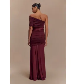 Meshki Dallas One Shoulder Mesh Maxi Dress Burgundy Size 8 for rent on The Volte - image 5