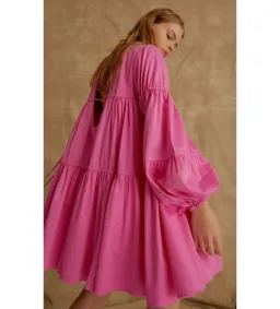 Aje Overture Gathered Smock Mini Dress Pink Size 4 for rent on The Volte - image 2