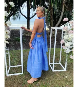 Zimmermann Luminous Halter Gown Cornflower Size 2 AU 12 for rent on The Volte - image 4