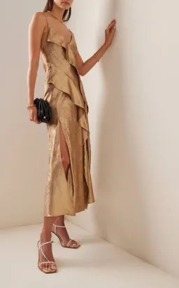 Acler Queensbridge Gold Midi Dress | Size AU 10 UK 10 US 6 for rent on The Volte - image 2