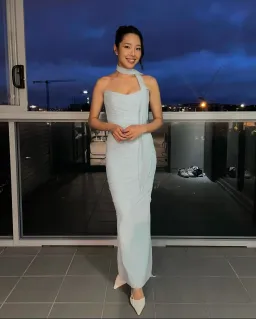 House of CB Hallie Strapless Corset With Neck Scarf and Cassidy Fluted Hem Maxi Skirt Set Bluebell Size M / AU 10 for rent on The Volte - image 4