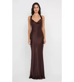 Bec & Bridge Gia Halter Maxi Dress Dark Chocolate Size 8 for rent on The Volte - image 1