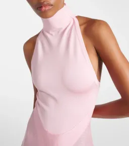 ALAÏA Turtleneck Maxi Dress Pink Size Au 8 for rent on The Volte - image 2