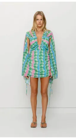 The Wolf Gang Zoya Mini Dress Tie Dye Stripe Size 12 for rent on The Volte - image 1