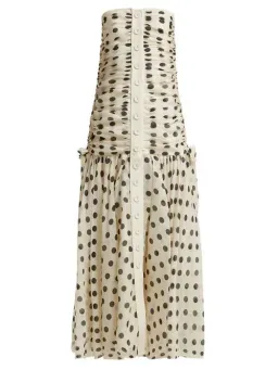 Zimmermann Corsage Ruched Polka-dot Linen-blend Maxi Dress Print Size 1 / Size AU 6 for rent on The Volte - image 1