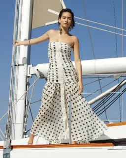 Zimmermann Corsage Ruched Polka-dot Linen-blend Maxi Dress Print Size 1 / Size AU 6 for rent on The Volte - image 3