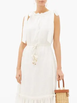 Zimmermann Zinnia Metallic Polka Dot Linen Midi Dress Size AU 8 for rent on The Volte - image 3