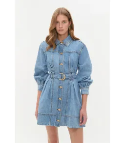 Aje Lane Denim Mini Dress Coastal Wash Size AU 8 for rent on The Volte - image 2