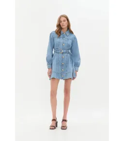 Aje Lane Denim Mini Dress Coastal Wash Size AU 8 for rent on The Volte - image 1