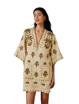 Farm Rio Coconut Tree Tapestry Mini Tunic Dress Size 14/M for rent on The Volte - image 4