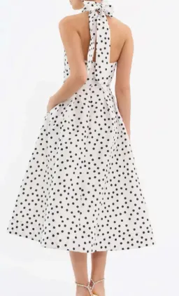 Rebecca Vallance The Delia Halter Midi Dress Polka White Size AU 12 for rent on The Volte - image 2