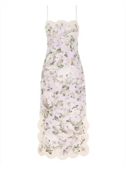 Zimmermann Acacia Scallop Midi Dress Floral Size 2/Au 12  for rent on The Volte - image 1