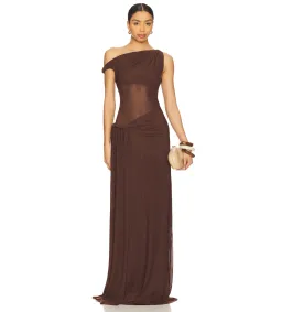 Misha Sisal Maxi Dress in Espresso Brown Size 6/XS for rent on The Volte - image 1