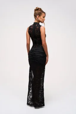 Murci Onyx Lace Keyhole Maxi Dress Black Size 10 for rent on The Volte - image 11