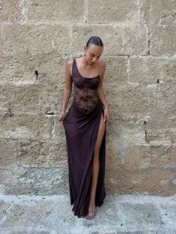Natalie Rolt Sloane Maxi Dress in Brown Size 0/ AU 6 for rent on The Volte - image 2