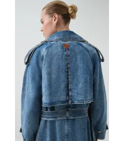 Aje Blues Denim Midi Trench Coat 80s Blue Wash Size M / AU 10 for rent on The Volte - image 3