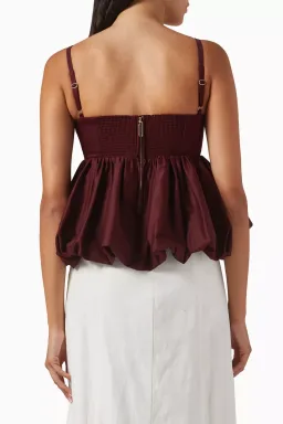 Clea Galerie Mimi Peplum Top in Burgundy XS / AU 6 for rent on The Volte - image 3