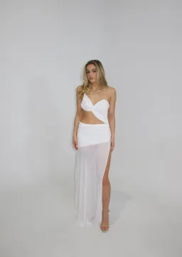 Natalie Rolt Dahlia Maxi Dress in White Size AU 6 for rent on The Volte - image 1
