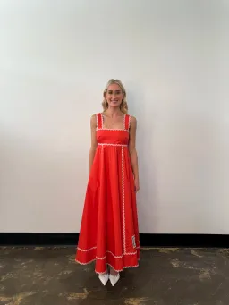 Alemais Contessa Summer Midi Dress Orange Print Size 6 for rent on The Volte - image 1