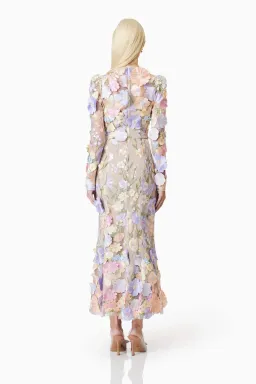 Elliat Shannon 3D Floral Midi Dress In Purple Size 8 for rent on The Volte - image 3