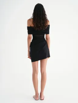 Benni Nico Off-Shoulder Mini Dress Black Size AU 8 for rent on The Volte - image 3