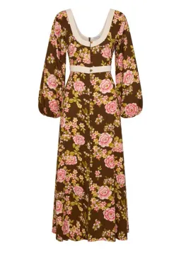 BOHEMIAN TRADERS JULIET SCOOP NECK MIDI / CHOCOLATE / SIZE 8 for rent on The Volte - image 2