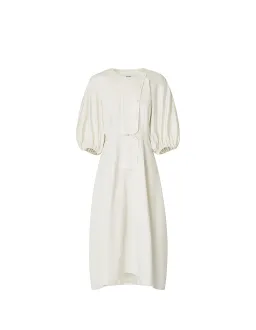 Oroton Sculptured Sleeve Midi Dress in Egg Shell Cream Size 8 for rent on The Volte - image 5