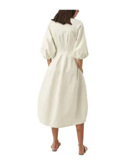 Oroton Sculptured Sleeve Midi Dress in Egg Shell Cream Size 8 for rent on The Volte - image 4