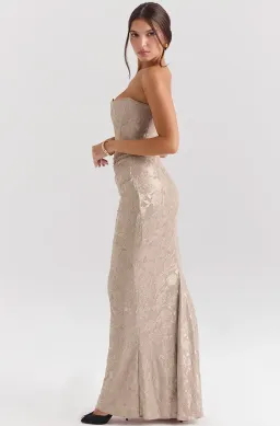 House of CB Persephone Gold Strapless Corset Maxi Dress Size M / AU 10 for rent on The Volte - image 3