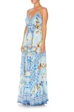 Camilla A Night To Remember Crystal Embellished Printed Blue Silk Maxi Dress Size M / AU 12 for rent on The Volte - image 2