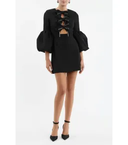 Rebecca Vallance Augustine Long Sleeve Mini Dress Black Size AU 8  for rent on The Volte - image 1