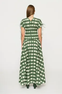 Clea Ottavia Maxi Dress Green Check Size 6/XS for rent on The Volte - image 4
