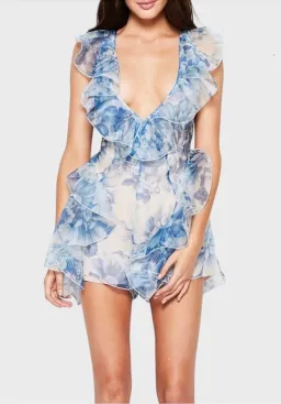 Alice McCall Sherbet Bomb Playsuit Blue Floral Size XS / AU 6 for rent on The Volte - image 1