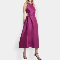 Aje Fuchsia Purple Linen Chateau Cut Out Dress Size 12 for rent on The Volte - image 1