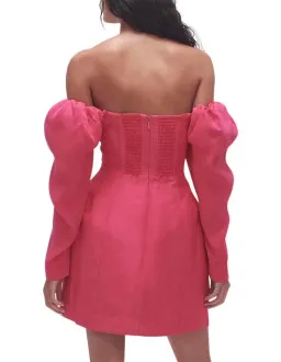 Aje Baret Sleeved Mini Dress in Pink Size 12 for rent on The Volte - image 3