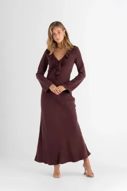 Pasduchas Soul Sleeve Maxi Dress Cherry Size AU 10 for rent on The Volte - image 1