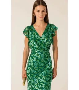 Sacha Drake Fleur De Lys Midi Dress Green Botanical Size AU 12 for rent on The Volte - image 4