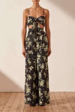 Shona Joy Goldie Tie Front Top & Pant Set Black Size AU 6 for rent on The Volte - image 2