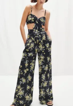 Shona Joy Goldie Tie Front Top & Pant Set Black Size AU 6 for rent on The Volte - image 1
