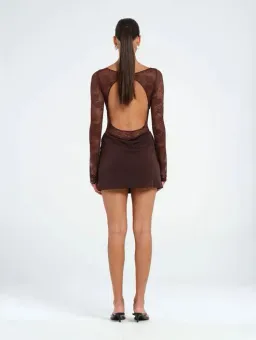 Benni Oskar Mini Dress Brown Size AU 10 for rent on The Volte - image 2